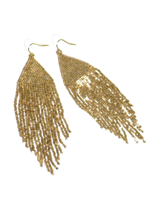Ivy Gold Shine Fringe Earrings for Women - Elegant Dangling Drop Earrings for Party, Wedding & Evening Occasions