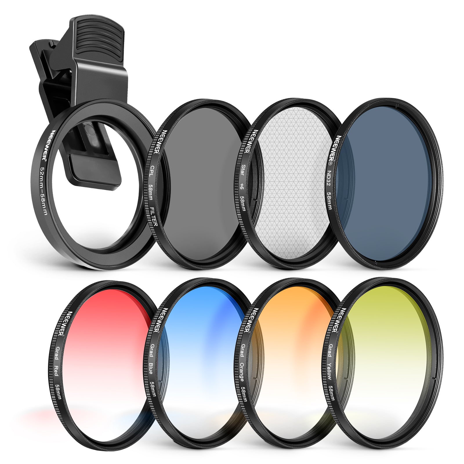 NEEWER Clip-On Camera Lens Filters Kit for iPhone, Android Smartphones & DSLR Cameras - Enhance Photos & Videos for Social Media, Vlogging, and Professional Photography