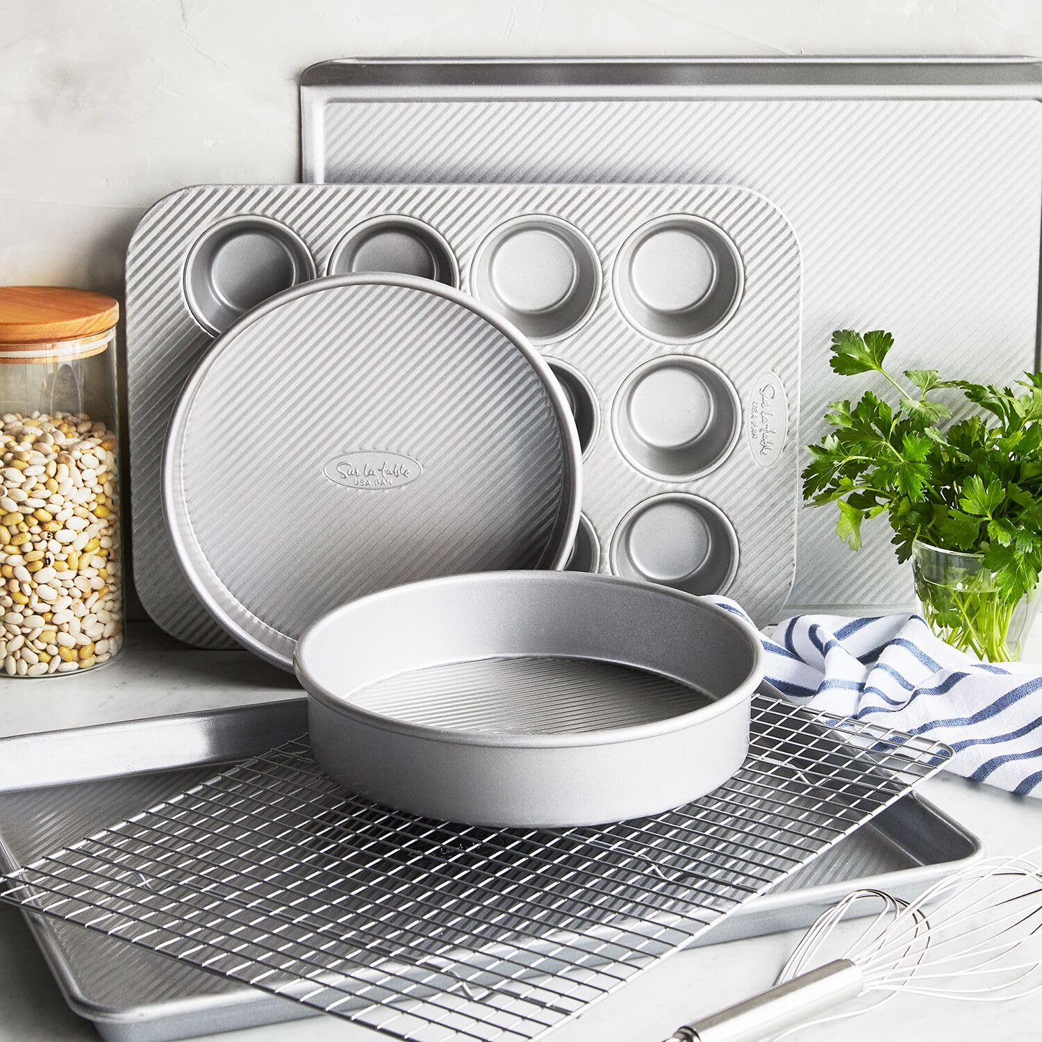 Premium Sur La Table Platinum Pro Bakeware Set - 6-Piece Nonstick Gray Baking Pans for Cakes, Cookies & Bread | Perfect for Home Bakers & Professional Chefs
