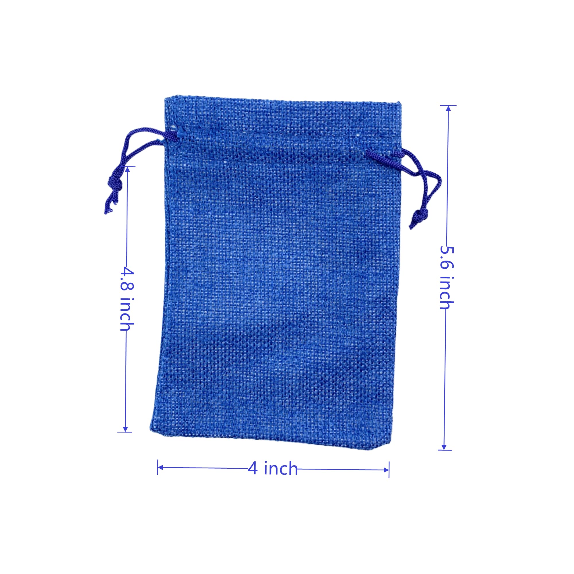 25 Pack Burlap Drawstring Gift Bags - 4x5.6 Inch Royal Blue Linen Jewelry Pouches for Wedding Favors, Birthday Party, DIY Crafts, Treat Bags & Handmade Gifts - Perfect for Jewelry Storage, Party Favors, and Small Gift Wrapping