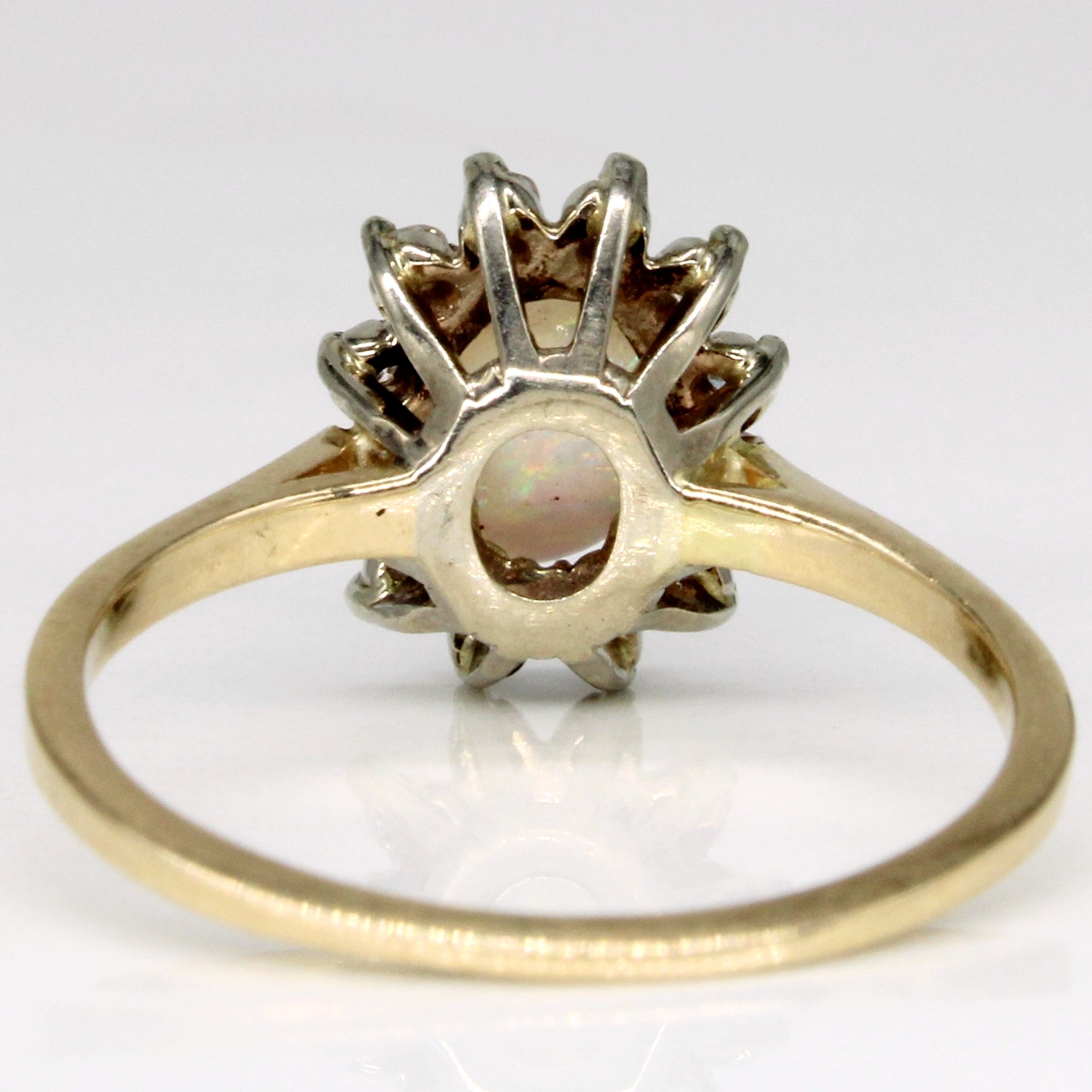 Opal & Diamond Halo Ring - 0.40ct Opal with 0.12ctw Diamond Accents - Size 6.5 - Elegant Wedding, Engagement & Anniversary Jewelry Gift for Her