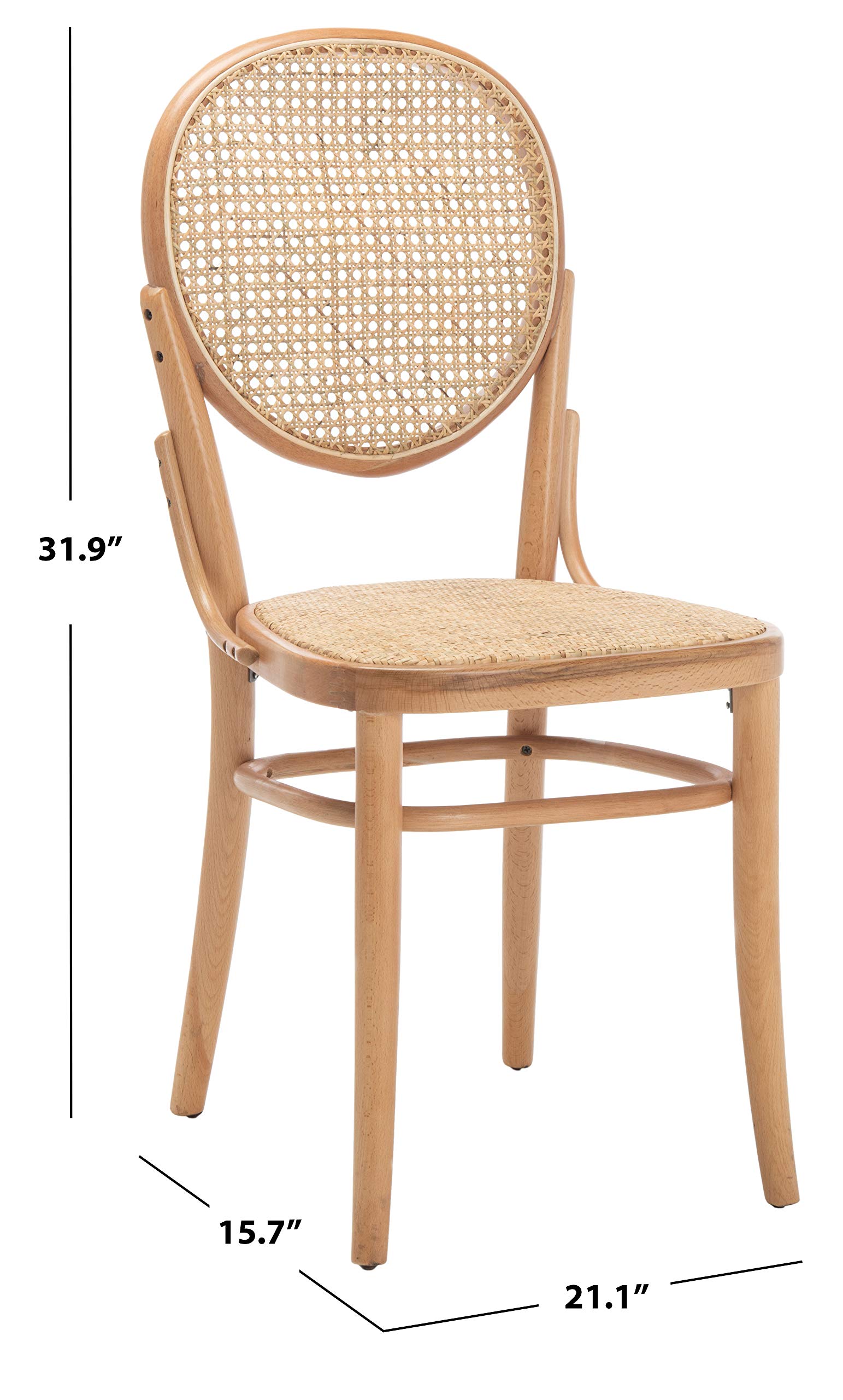 Safavieh DCH9504C-SET2 Sonia Natural Cane Dining Chairs, Set of 2 - Rattan Bistro Chairs for Kitchen, Patio, Breakfast Nook & Outdoor Dining