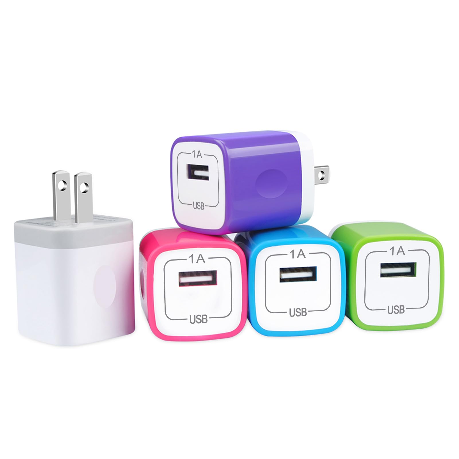 GiGreen 5-Pack USB Wall Charger Plug - Single Port Fast Charging Block Adapter for iPhone 16/15 Pro Max/14/13/12/11/X/8 & Samsung Galaxy S24 Ultra/A15 5G/A54/A14/S23/A13/A23/S22 - Perfect for Home, Office & Travel Charging