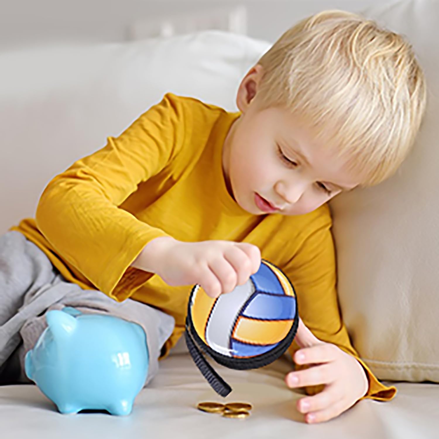 Cute Cartoon Coin Purse for Boys - 5 Pack Spherical Pattern Zipper Wallets for Credit Cards, ID, Keys & Headphones | Portable & Fun Money Organizer for Kids, Travel & Daily Use