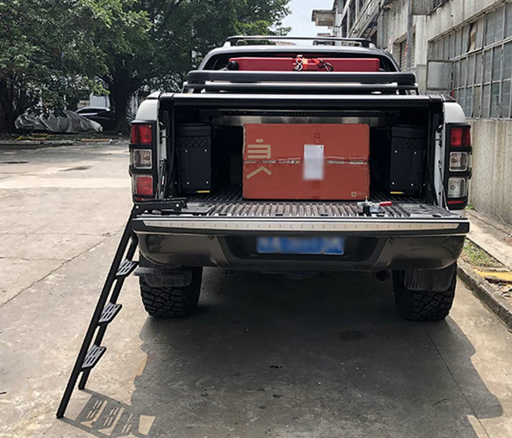 FTAPACCE Heavy Duty Pickup Truck Tailgate Ladder with Non-Slip Steps - Compatible with Ford Ranger 2015-2022 Models | Easy Access to Truck Bed for Camping, Hunting & Work
