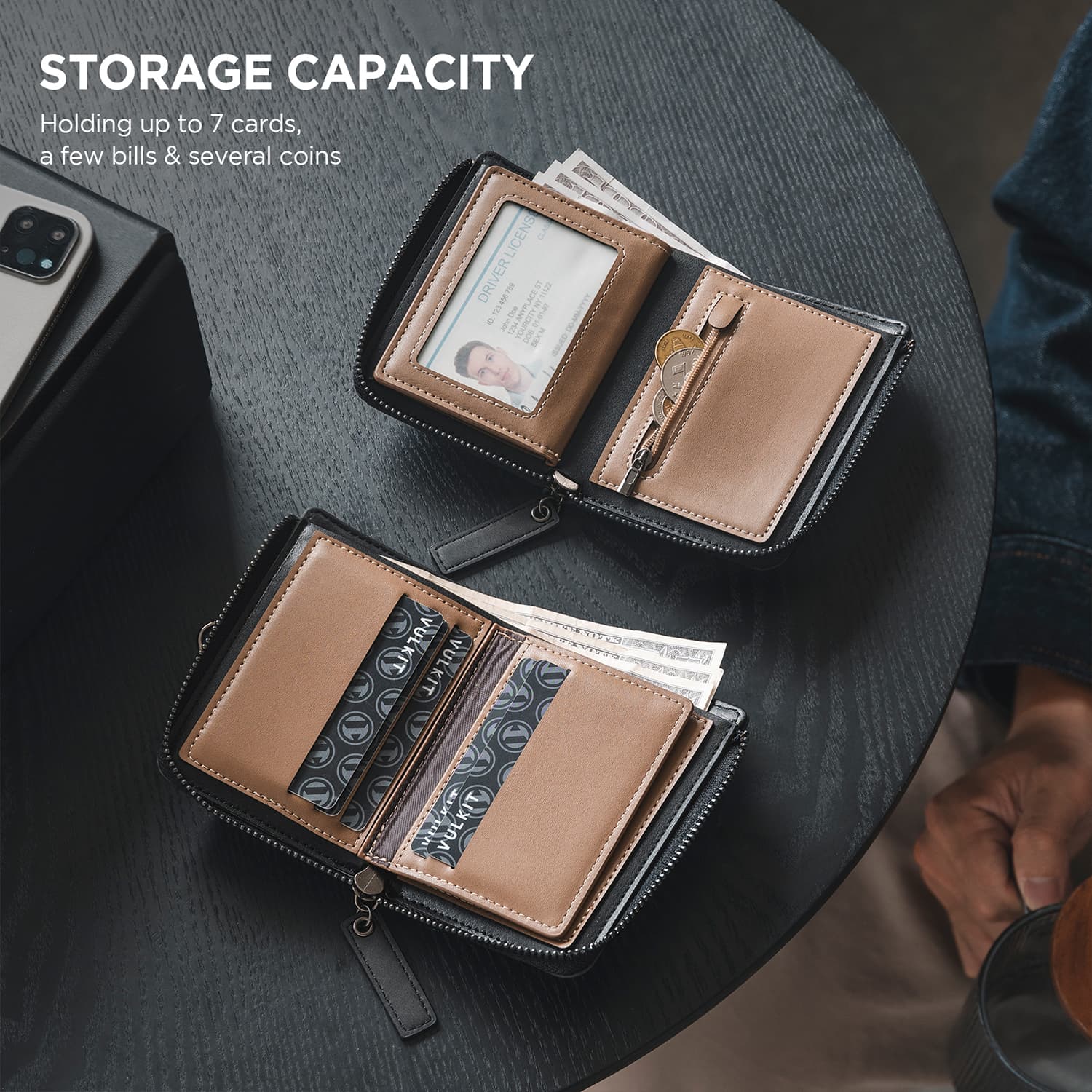 RFID Blocking Leather Bifold Wallet with Zipper & Coin Pocket - Secure Slim Wallet for Men & Women - Travel, Business & Everyday Use