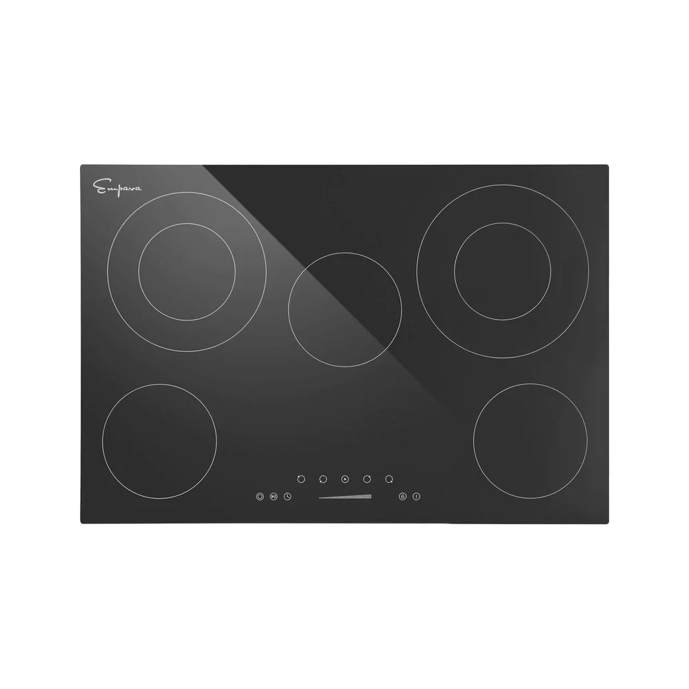Empava 30-Inch 5-Burner Built-In Radiant Cooktop with Dual Element & Warm Zone - Black Glass Electric Stovetop for Modern Kitchens | Perfect for Home Chefs & Entertaining
