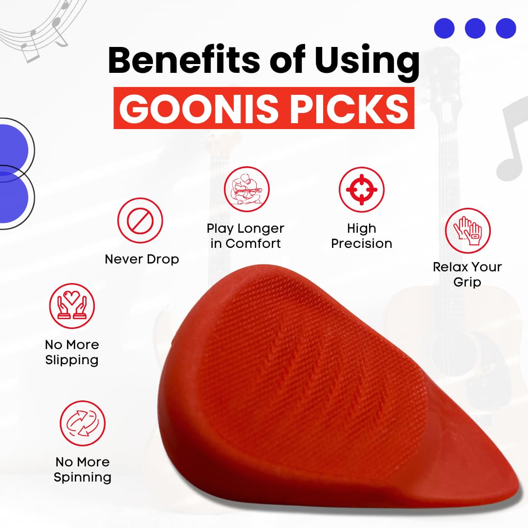 Goonis Saddle Guitar Picks 0.6mm - Professional Guitar Picks for Acoustic & Electric Guitars, Bass Picks with Unique Saddle Design for Better Grip - Perfect for Live Performances, Studio Recording & Practice Sessions