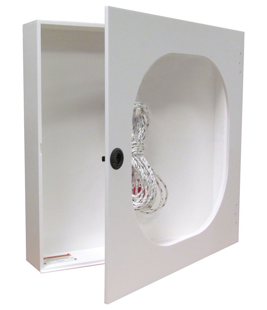 20 Inch Life Ring Buoy Safety Station Cabinet with Throw Line - Emergency Water Rescue Equipment for Pools, Docks & Boats