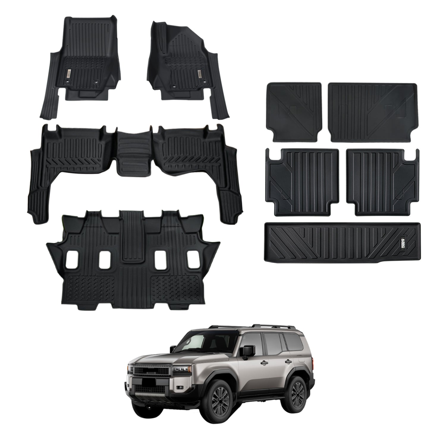Premium 7D Custom Fit Car Floor Mats for Toyota LandCruiser Prado 250 Series (2024+) - Waterproof & All-Weather Protection - Perfect for Off-Road Adventures, Daily Commutes & Family Road Trips