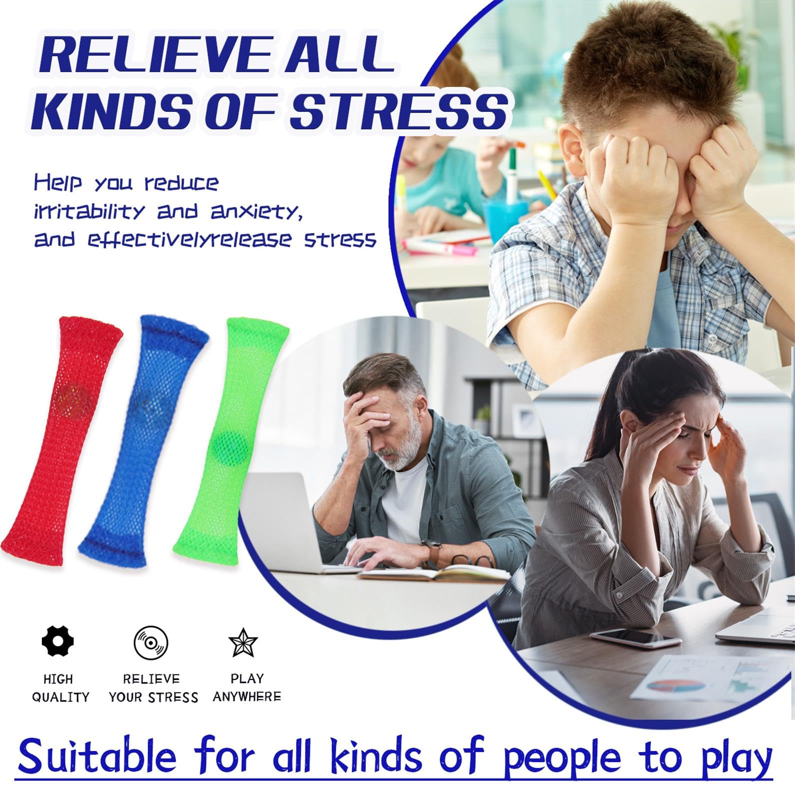 OaaXbbECco Fidget Toys Set - 12 Pack Marble Mesh Stress Relief Toys for Kids & Adults - Anxiety Relief, ADHD & Autism Sensory Toys - Perfect for Home, Office & Travel Use