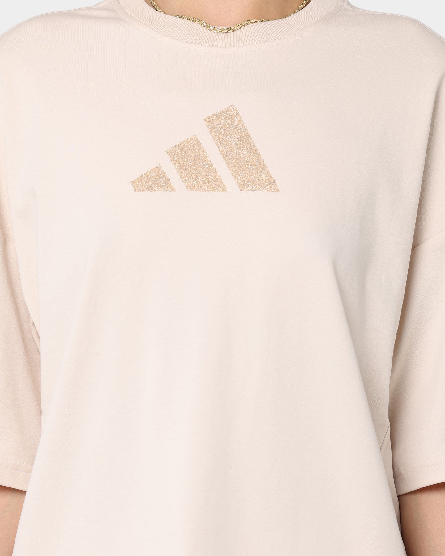Adidas Women's Swarovski Crystal Embellished T-Shirt - Halo Ivory Cotton Tee for Casual Wear & Everyday Outfits