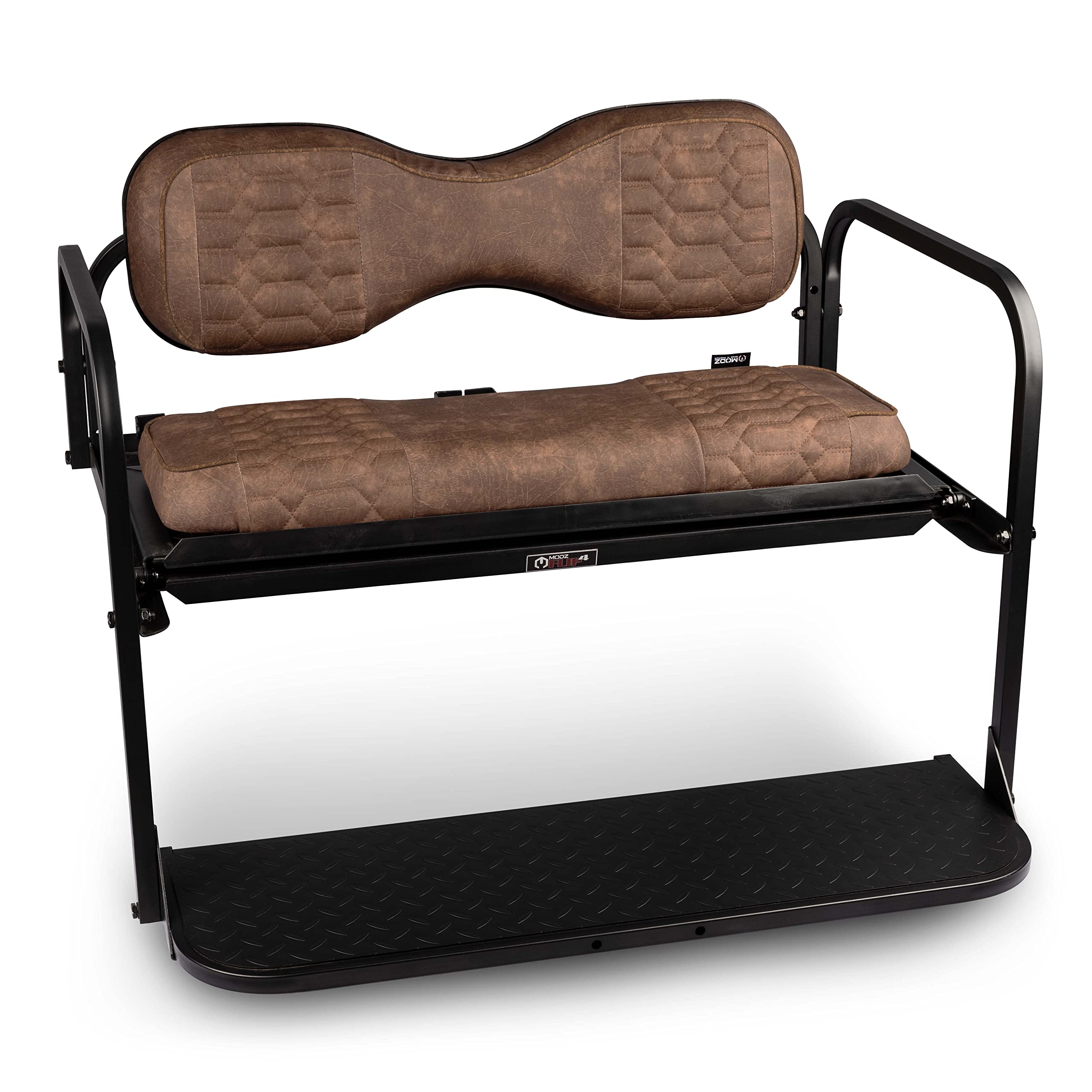 MODZ® RS Custom Golf Cart Rear Seat Kit for Club Car Precedent/Onward/Tempo (2004 & Newer) - Brown Base with Cobra Pattern - Perfect for Golf Course Rides & Neighborhood Cruising