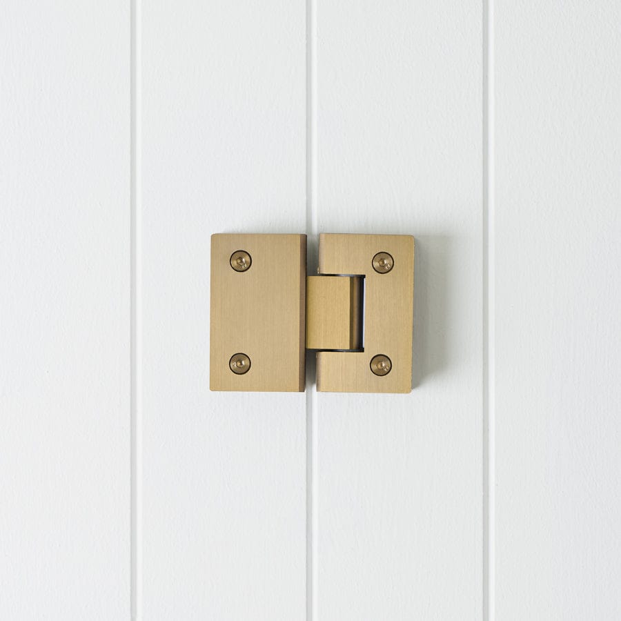 Glass to Glass Shower Hinge in Brushed Brass Finish - Durable Bathroom Hardware for Frameless Shower Doors