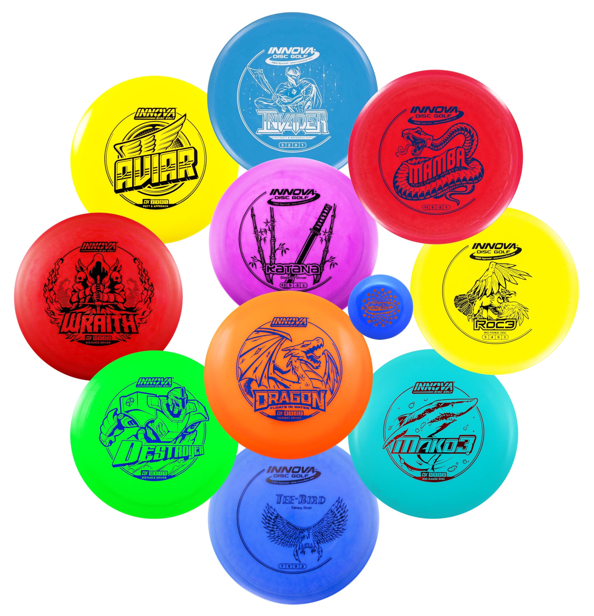 Innova Disc Golf Starter Set - 10 Pack with Drivers, Mid-Ranges & Putters for Beginners | Perfect for Outdoor Sports, Backyard Practice & Competitive Play