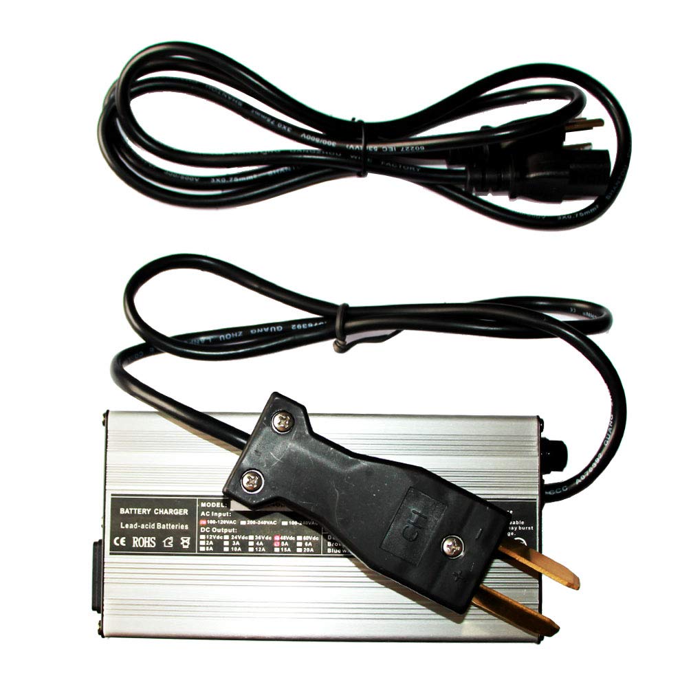 48 Volt Golf Cart Battery Charger 5A with Crows Foot Plug - Compatible with EZGO, Yamaha, Club Car TXT & Super Hauler - Fast Charging for Trojan Golf Cart Batteries | Perfect for Golf Courses, Campgrounds & Residential Communities