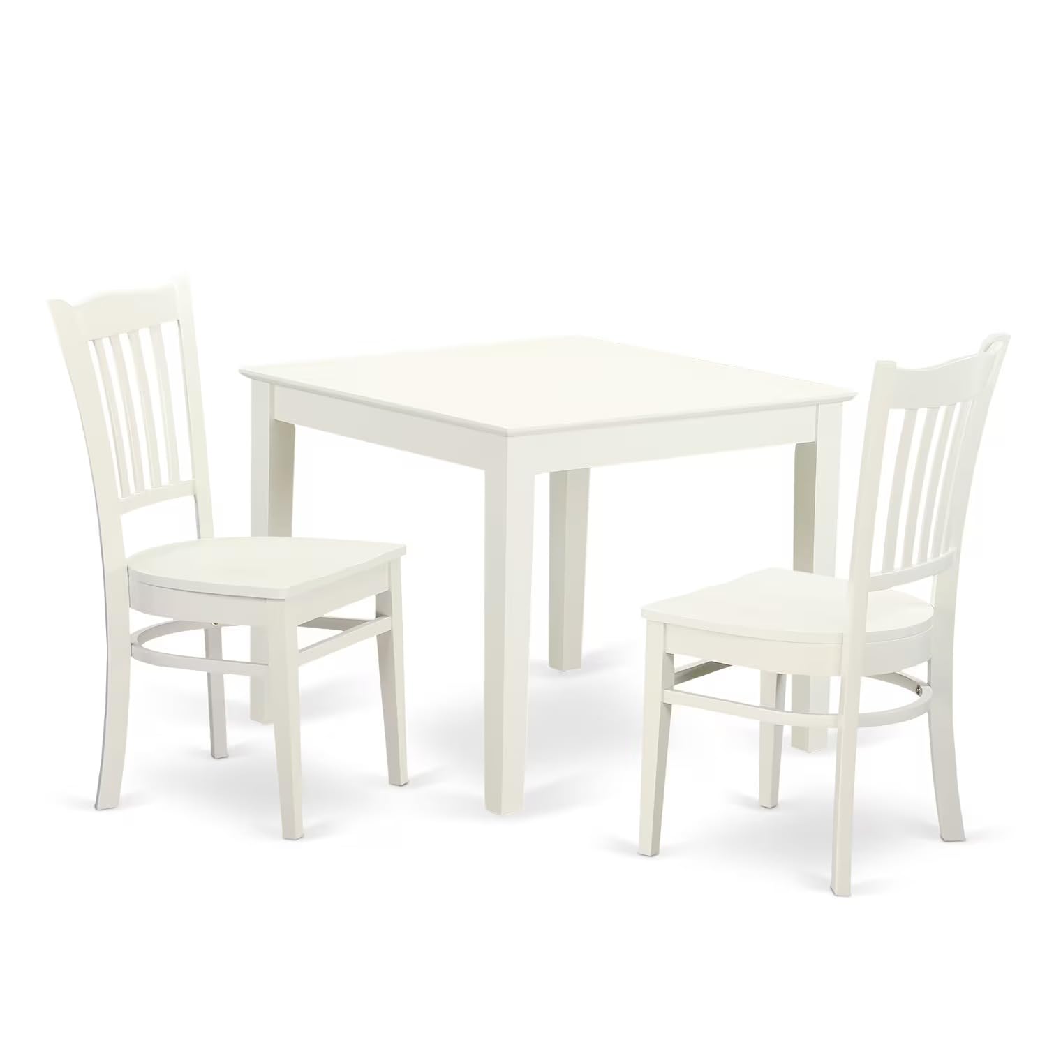 Modern 3-Piece Dining Table Set with Square Wooden Table & 2 Chairs - 36x36 Inch, Linen White - East West Furniture OXGR3-LWH-W - Perfect for Small Spaces, Breakfast Nooks & Cozy Apartments