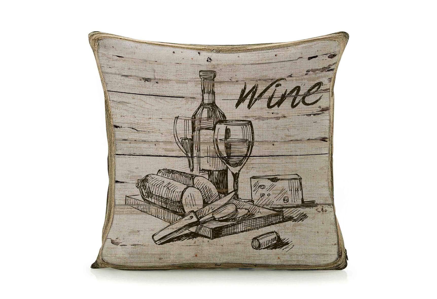 Linen Throw Pillow for Wine Lovers - Elegant Home Decor for Living Room, Bedroom & Sofa - Perfect Gift for Wine Enthusiasts