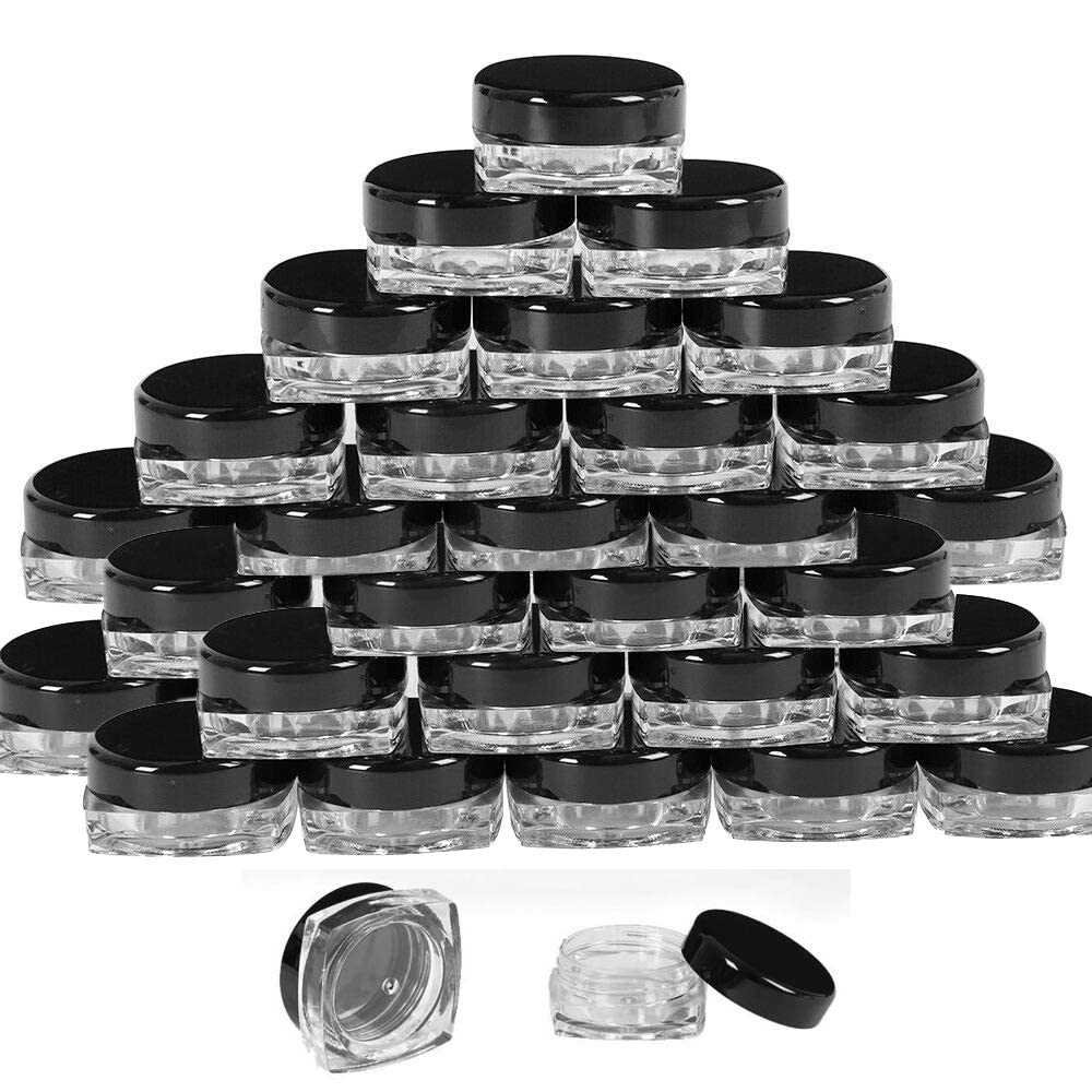 24-Piece 5g PS Acrylic Transparent Cosmetic Jars with Black Lids - Perfect for Creams, Lip Balm, Body Butter, Essential Oils & Makeup Storage | Ideal for DIY Beauty Products, Travel Containers & Salon Use