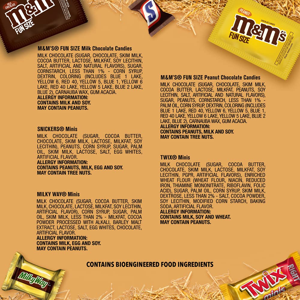 Bulk Halloween Candy Assortment - M&M'S Milk Chocolate, Peanut M&M'S, SNICKERS, TWIX Caramel Cookie Bars & MILKY WAY Caramel Chocolate (53.26oz, 135 Pieces) - Perfect for Trick-or-Treating, Party Favors & Office Snacks