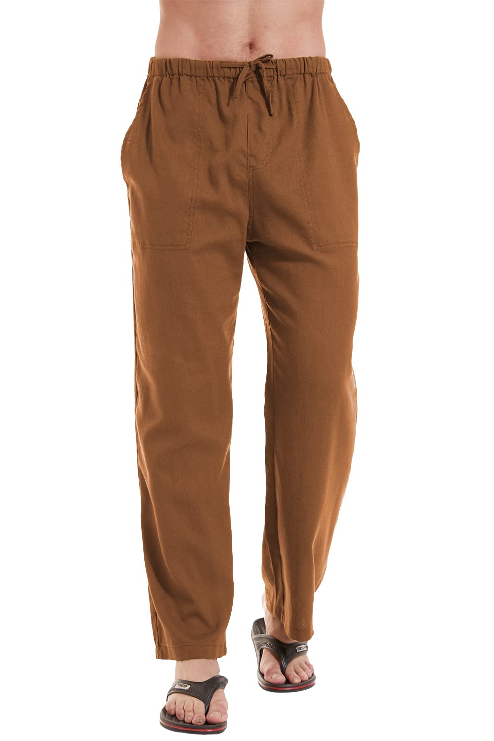 YuKaiChen Men's Linen Cotton Yoga Pants - Breathable Loose Fit Sweatpants for Yoga, Lounge & Beach | Comfortable Casual Pants for Men's Workout, Travel & Relaxation