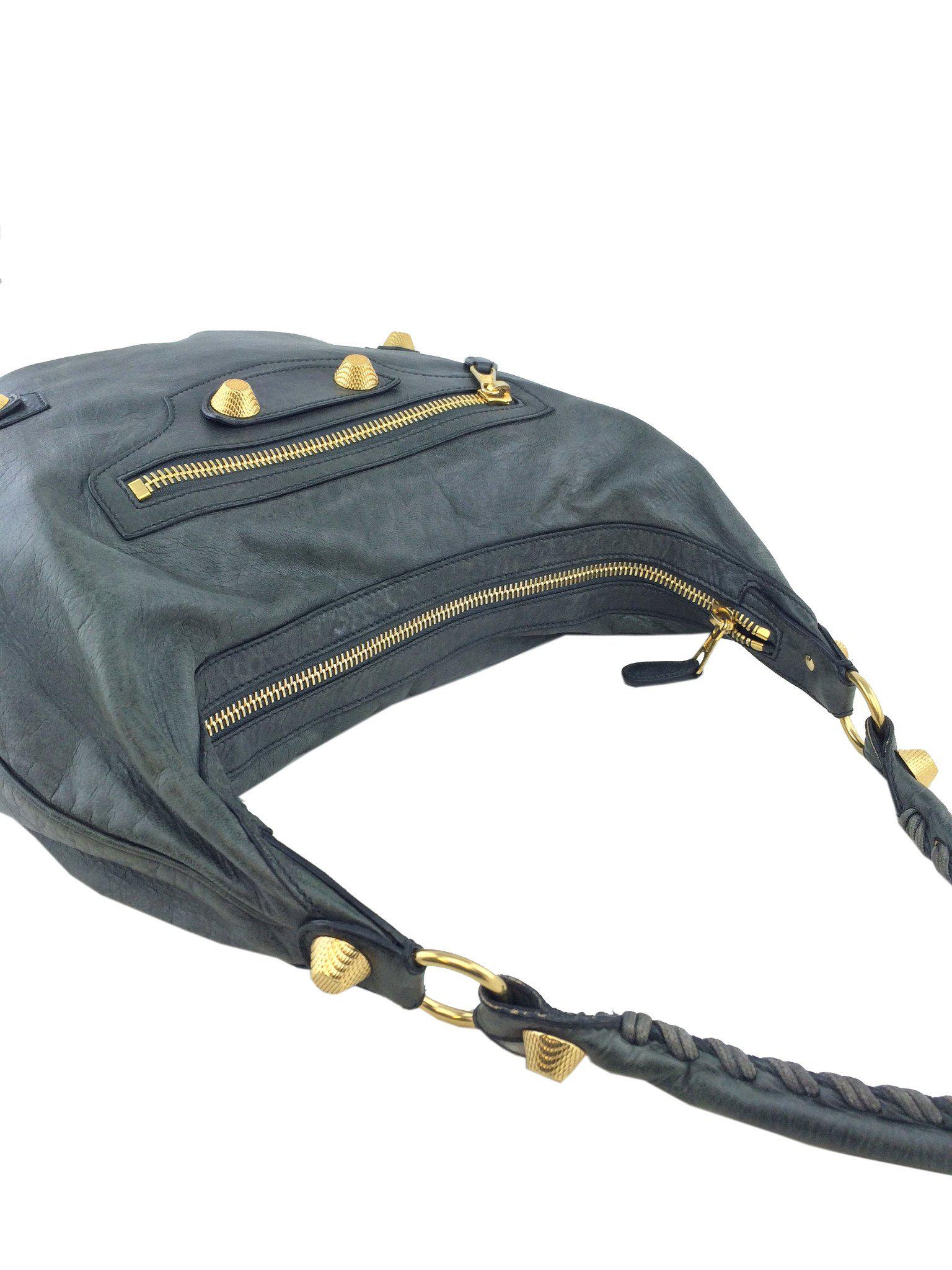 Balenciaga Chevre Leather Giant Gold Hardware GGH Hobo Bag - Luxury Shoulder Bag for Women, Perfect for Casual Outings, Travel, and Everyday Use