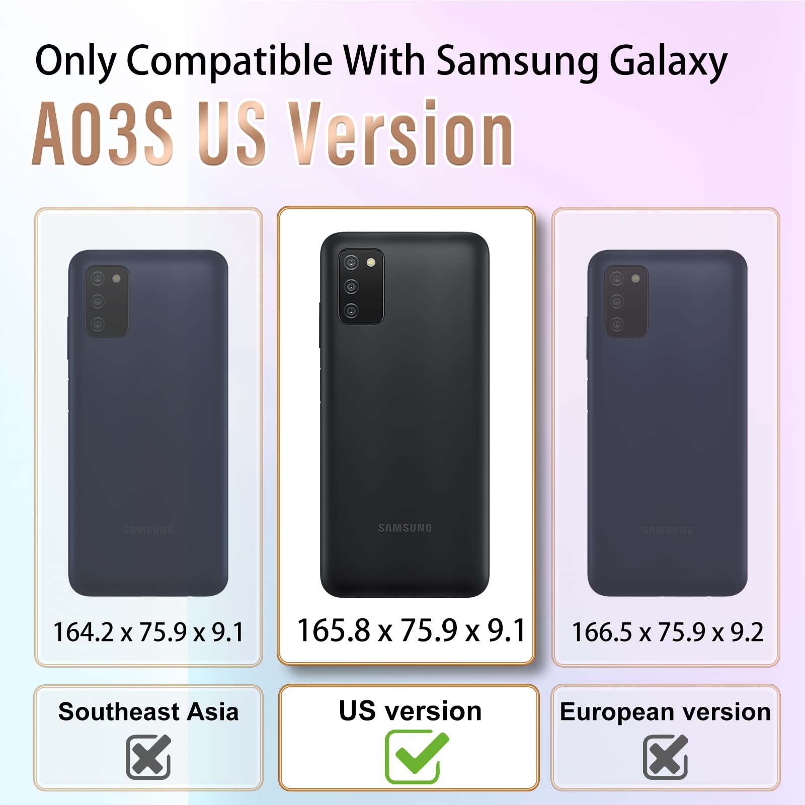 Cute Heart Design Samsung Galaxy A03S Phone Case 6.5