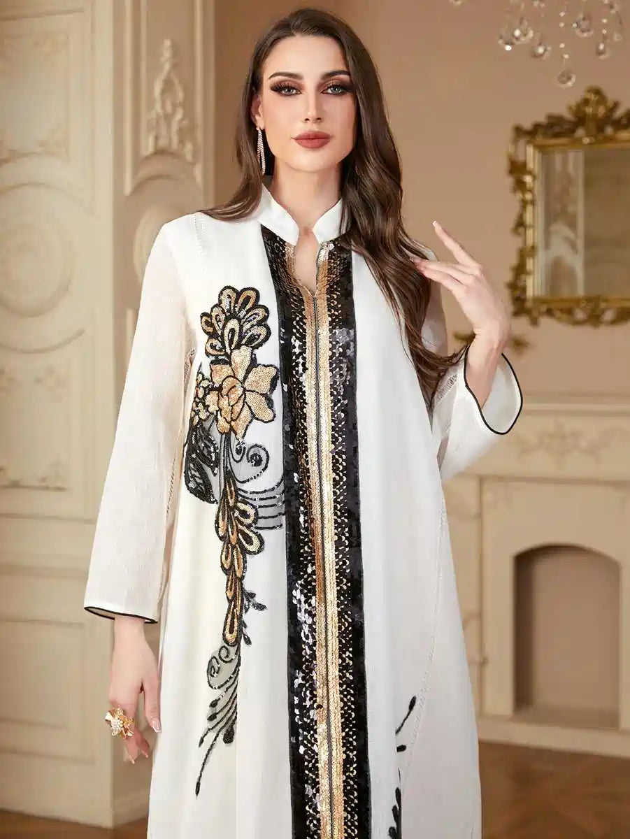 Elegant Eid Embroidery Sequins Caftan Dress for Women - Stylish & Comfortable Kaftan for Special Occasions, Parties, and Festive Celebrations