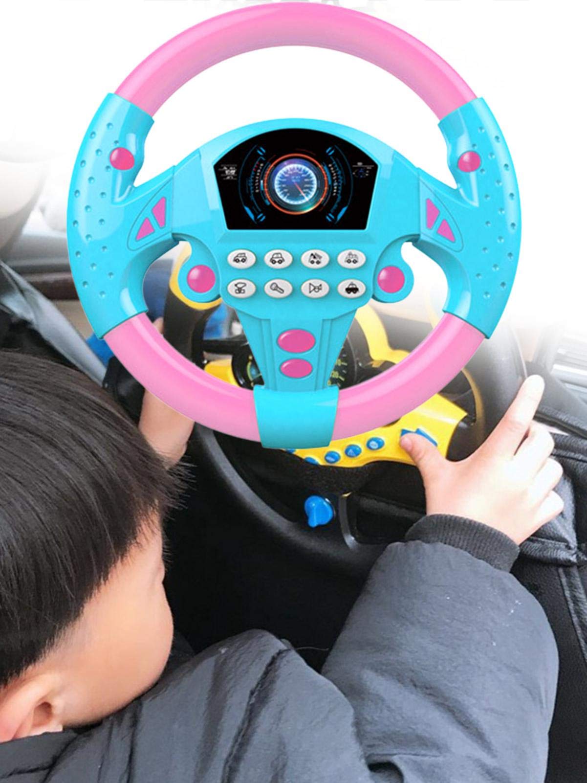 Mona43Henry Kids Toy Steering Wheel - Realistic Driving Simulator with Sound Effects, Portable Pretend Play Racing Wheel for Toddlers & Children - Perfect for Car Games, Role Play, and Early Learning Development