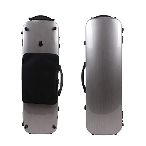Premium Carbon Fiber Full Size 4/4 Violin Case - Lightweight Oblong Design with Soft Padding & Music Sheet Bag (Champagne Gold) | Perfect for Professional Musicians, Travel & Secure Storage