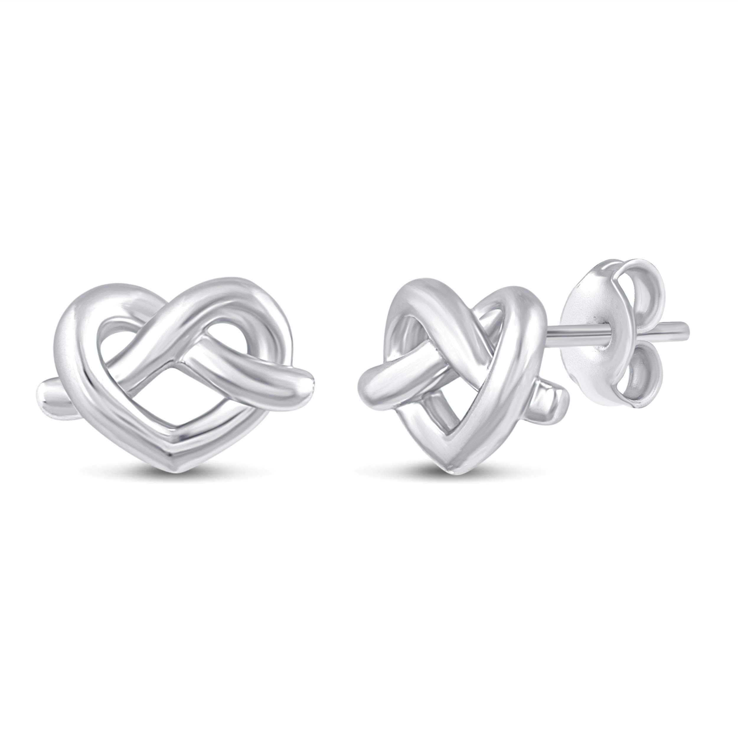 925 Sterling Silver Heart Knot Swirl Stud Earrings - Romantic Gift for Women, Perfect for Valentine's Day, Anniversary & Date Night Jewelry