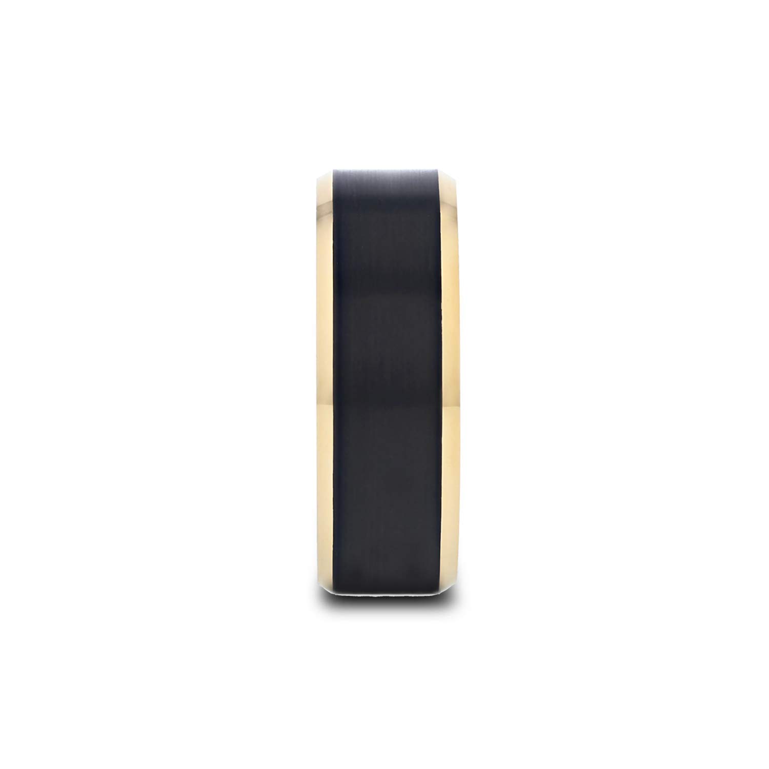 Premium Tungsten Wedding Rings for Men - Comfort Fit, Gold Plated with Black Matte Inlay - 8mm Width - Custom Engraving Available - Perfect for Anniversary Gifts & Everyday Wear