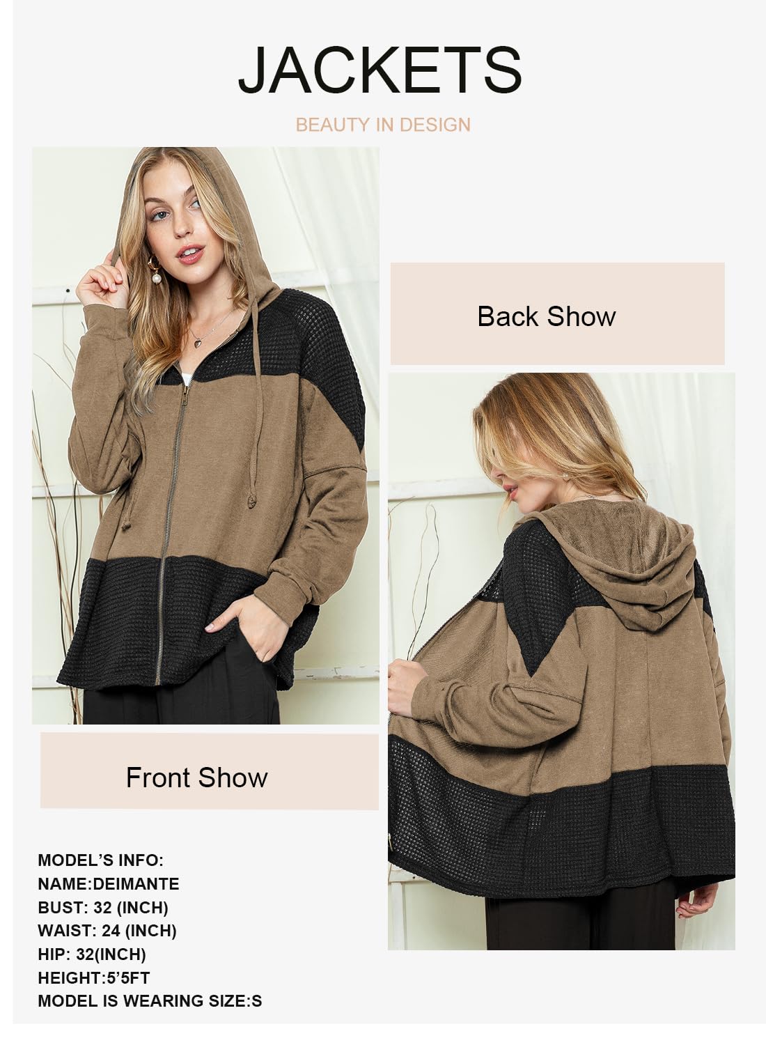 Dokotoo Women's Waffle Knit Zip Up Hoodie - Oversized Casual Jacket with Drawstring for Fall 2024 | Cozy Loungewear & Streetwear Outfits