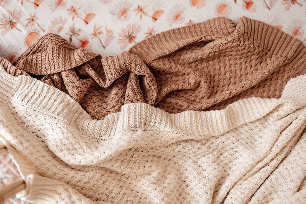 Snuggle Hunny Diamond Knit Baby Blanket - Soft Hazelnut Color for Newborns & Infants - Perfect for Nursery, Stroller & Cuddle Time