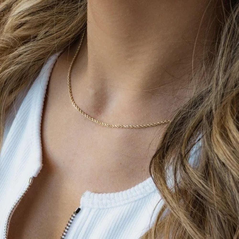 10K Gold 1.5MM Diamond Cut Rope Chain Necklace for Men & Women - Braided Twist Chain, 10 Karat Gold Necklace in Sizes 16-30 | Perfect for Gifts, Weddings, Anniversaries & Everyday Elegance