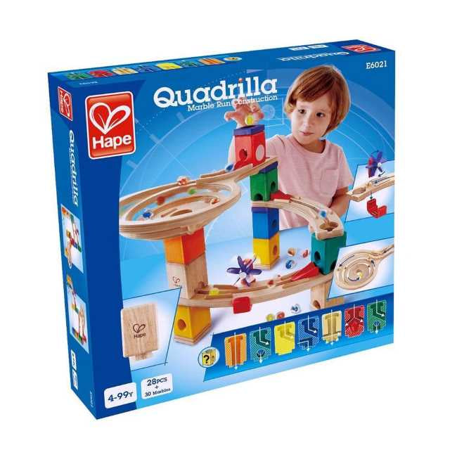 Hape Toys Quadrilla Race to The Finish Marble Run Set - STEM Educational Building Blocks for Kids, Fun Indoor & Outdoor Play Activity