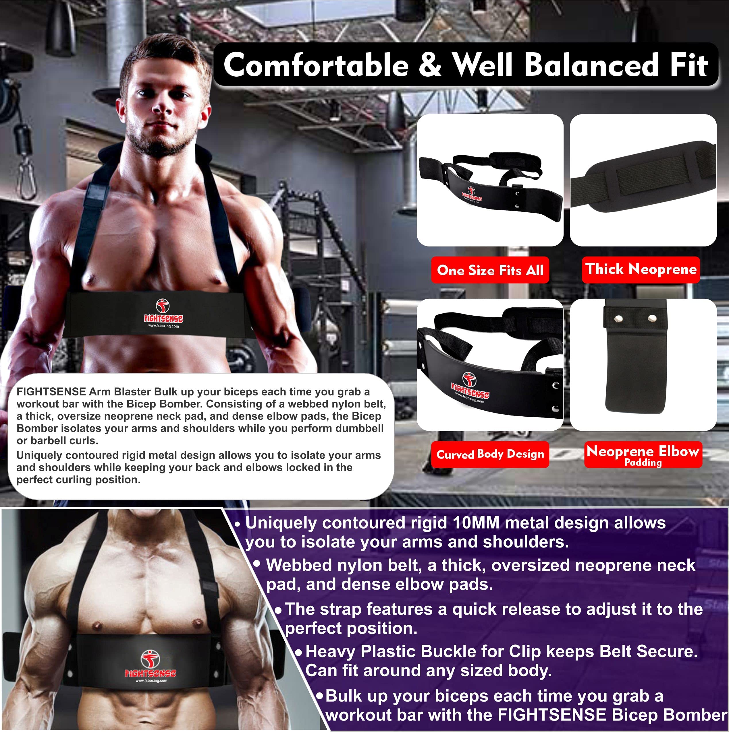FIGHTSENSE Arm Blaster for Biceps & Triceps Workout - Muscle Isolation Training Equipment for Gym & Home Fitness - Perfect for Strength Training and Bodybuilding