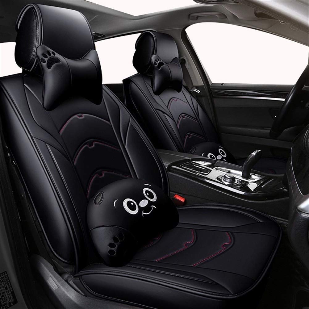 Premium Cartoon Leather Car Seat Covers Set - Front & Rear for Infiniti QX70 QX30 QX50 Q70 ESQ M G FX Models | Universal Fit | Beige Deluxe | Comfort & Style Upgrade for Family Cars, Road Trips & Daily Commute