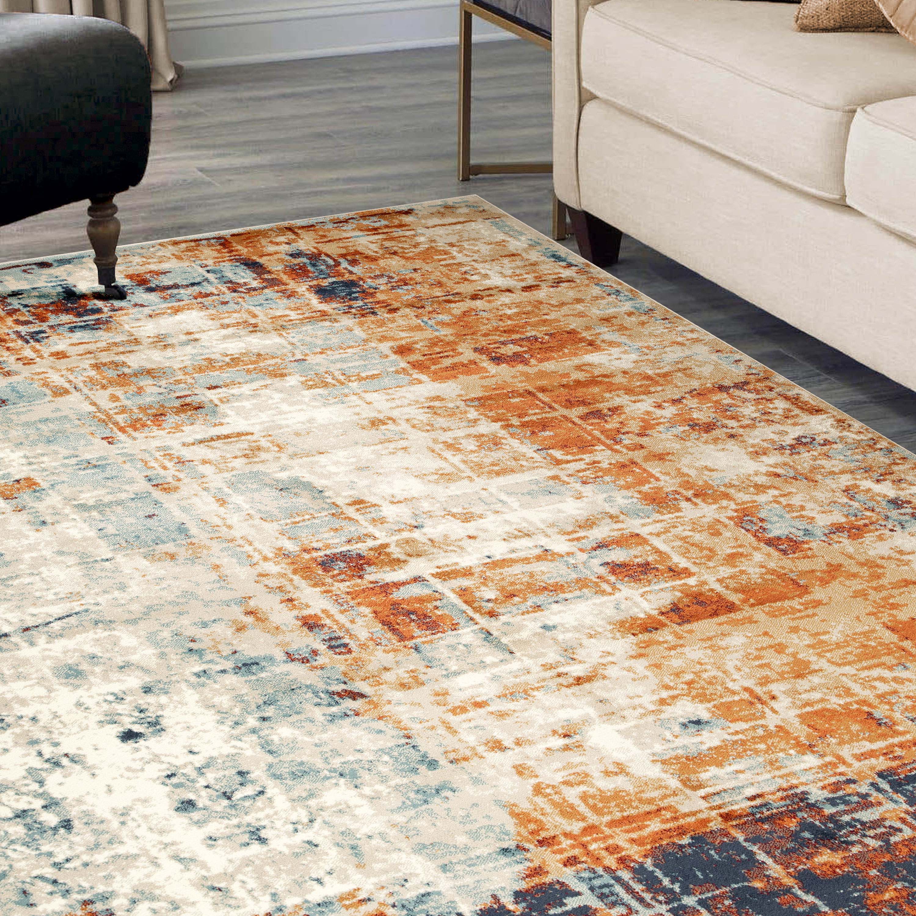 Palani Washed Abstract Indoor Area Rug or Runner - Soft Bohemian Style Carpet for Living Room, Bedroom, Hallway - Perfect for Home Decor & Cozy Spaces