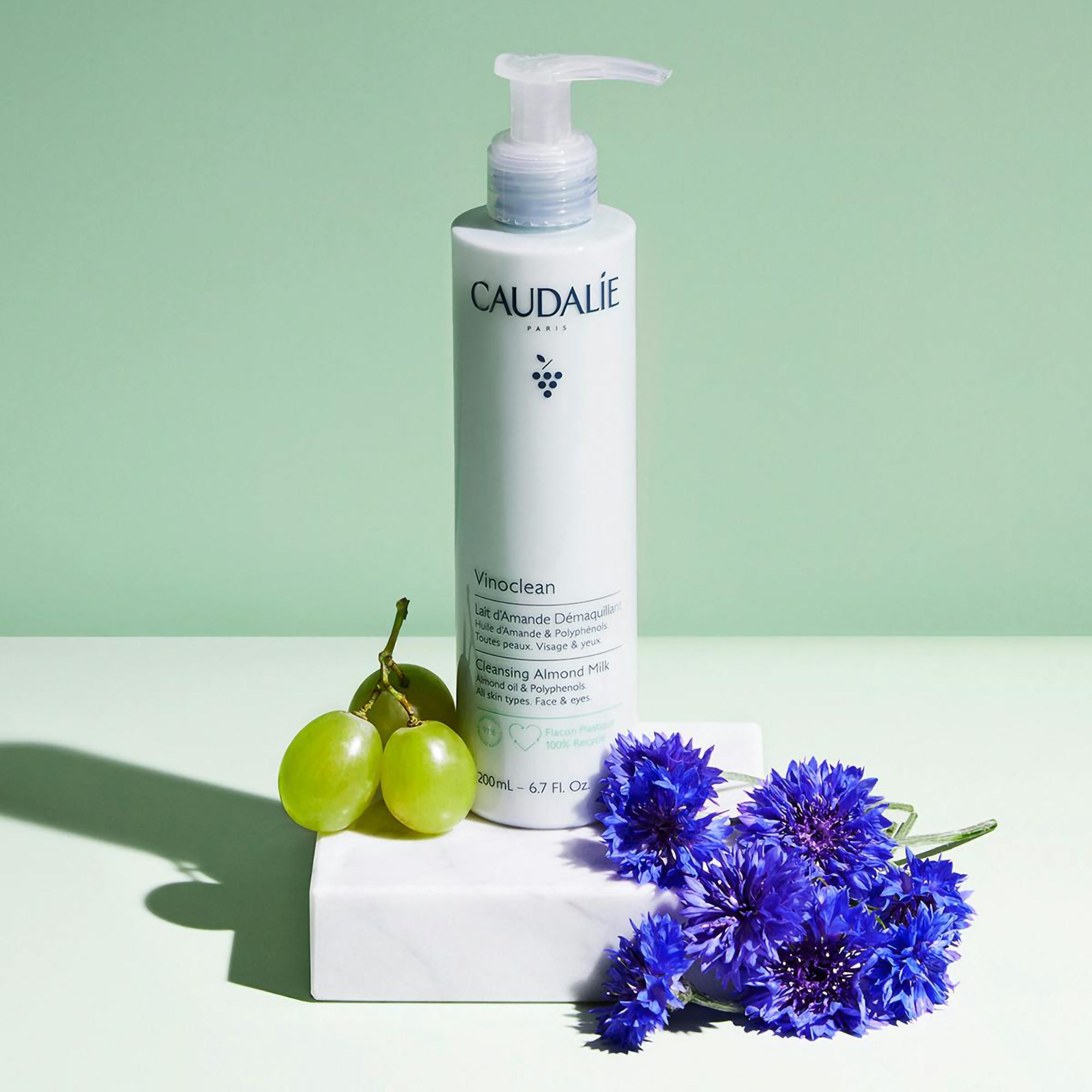 Caudalie VinoClean Gentle Cleansing Almond Milk - Soothing Face Wash for Sensitive Skin | Hydrating & Nourishing Daily Cleanser | Perfect for Morning & Night Skincare Routine