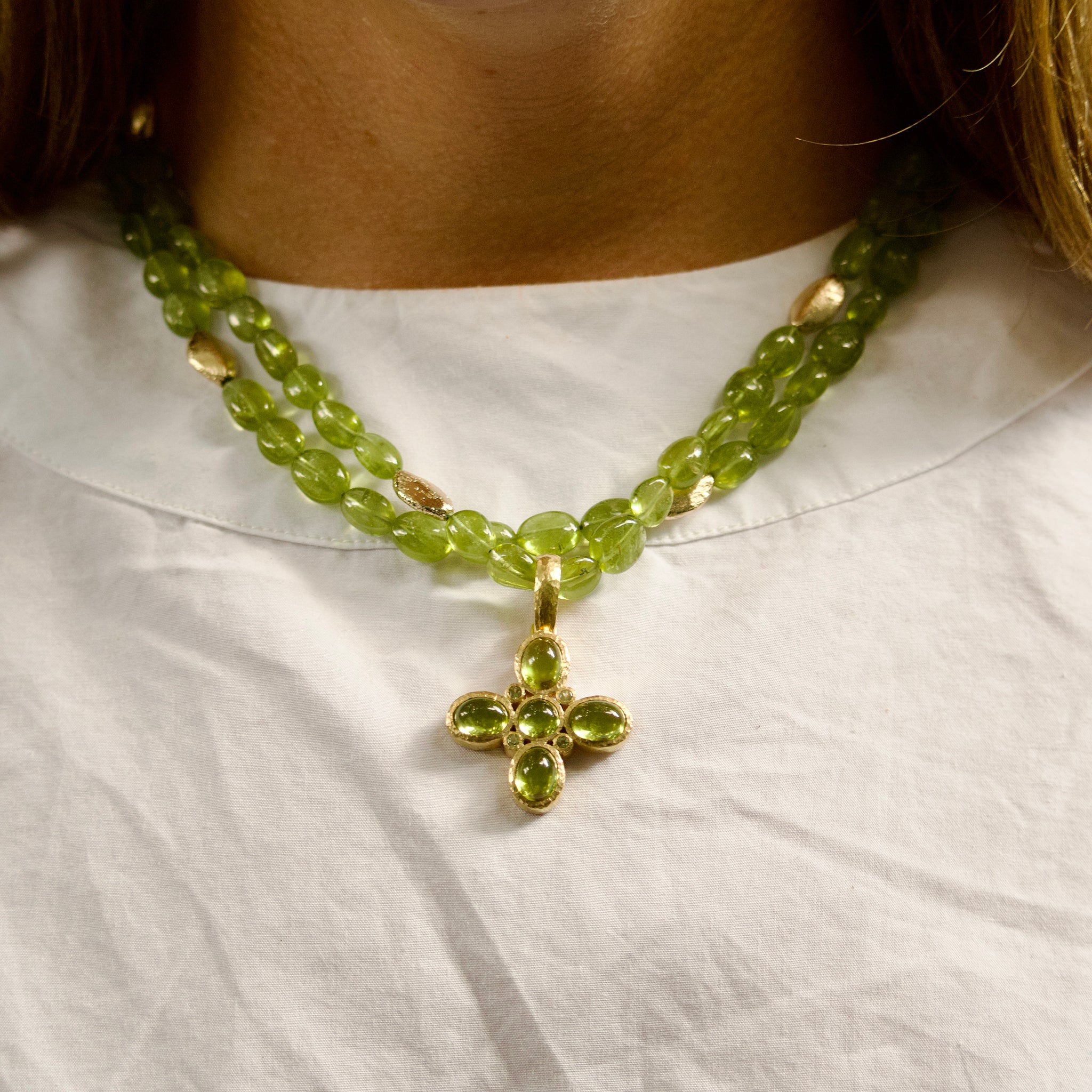 Clara Williams Gold Rush Peridot Double Strand Necklace - Elegant Green Gemstone Jewelry for Women | Perfect for Weddings, Parties & Special Occasions