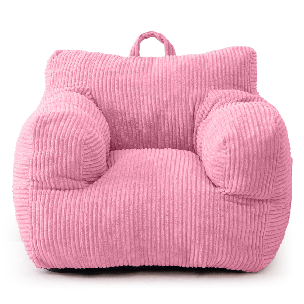 MAXYOYO Kids Bean Bag Chair - Soft Corduroy Bean Bag Couch with Armrests for Children's Room, Nursery & Playroom (Pink) - Perfect for Reading, Gaming & Relaxing