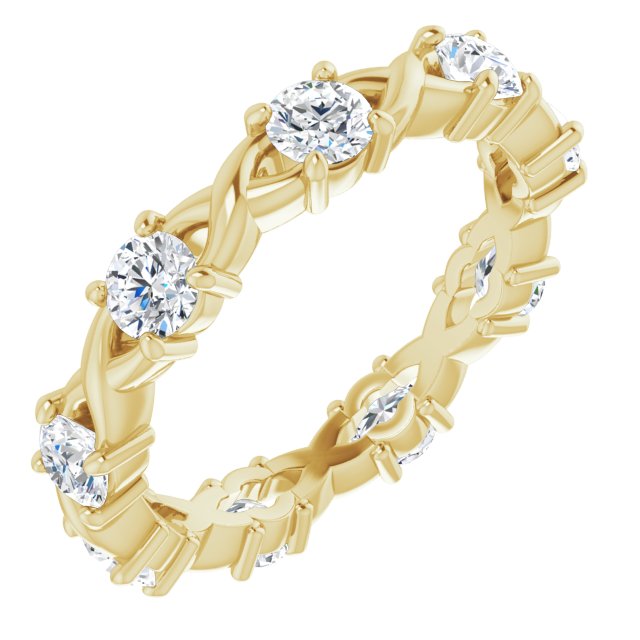 0.90 Carat Round Diamond Twist Eternity Band Ring - 14K White Gold Wedding Anniversary Gift for Her