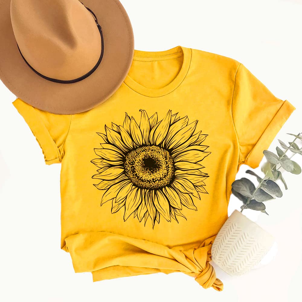 Women's Bee Kind Cute Graphic Teacher T-Shirts - Blessed Sunflower Loose Fit Tees - Plant These & Save The Bees Tops - Perfect for Classroom, Casual Wear & Nature Lovers