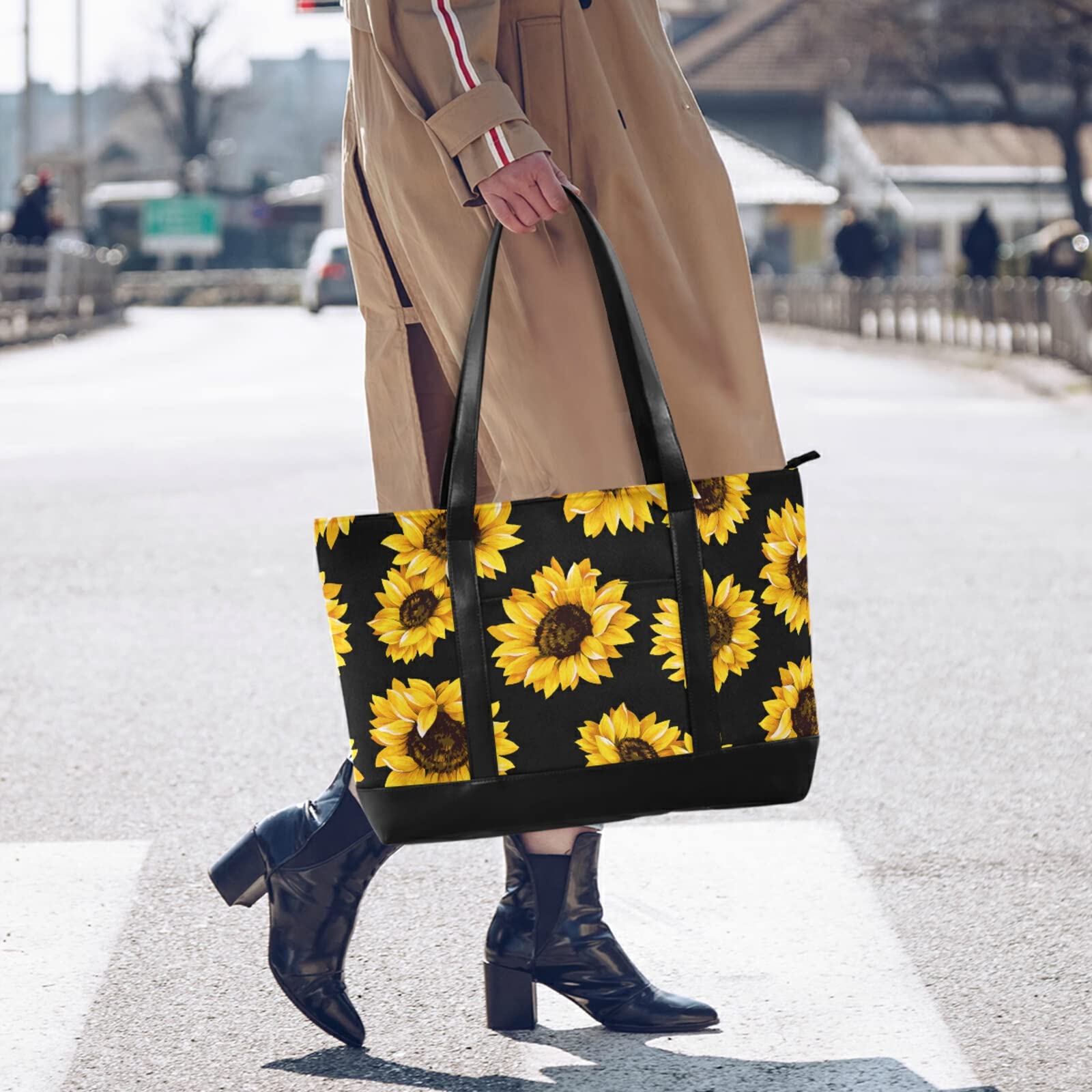 ALAZA Stylish Sunflower Laptop Tote Bag for Women - 15.6 Inch Laptop Organizer Work Bag with Multiple Pockets - Perfect for Teachers, Office Professionals & College Students - Great for Work, Commuting & Business Travel