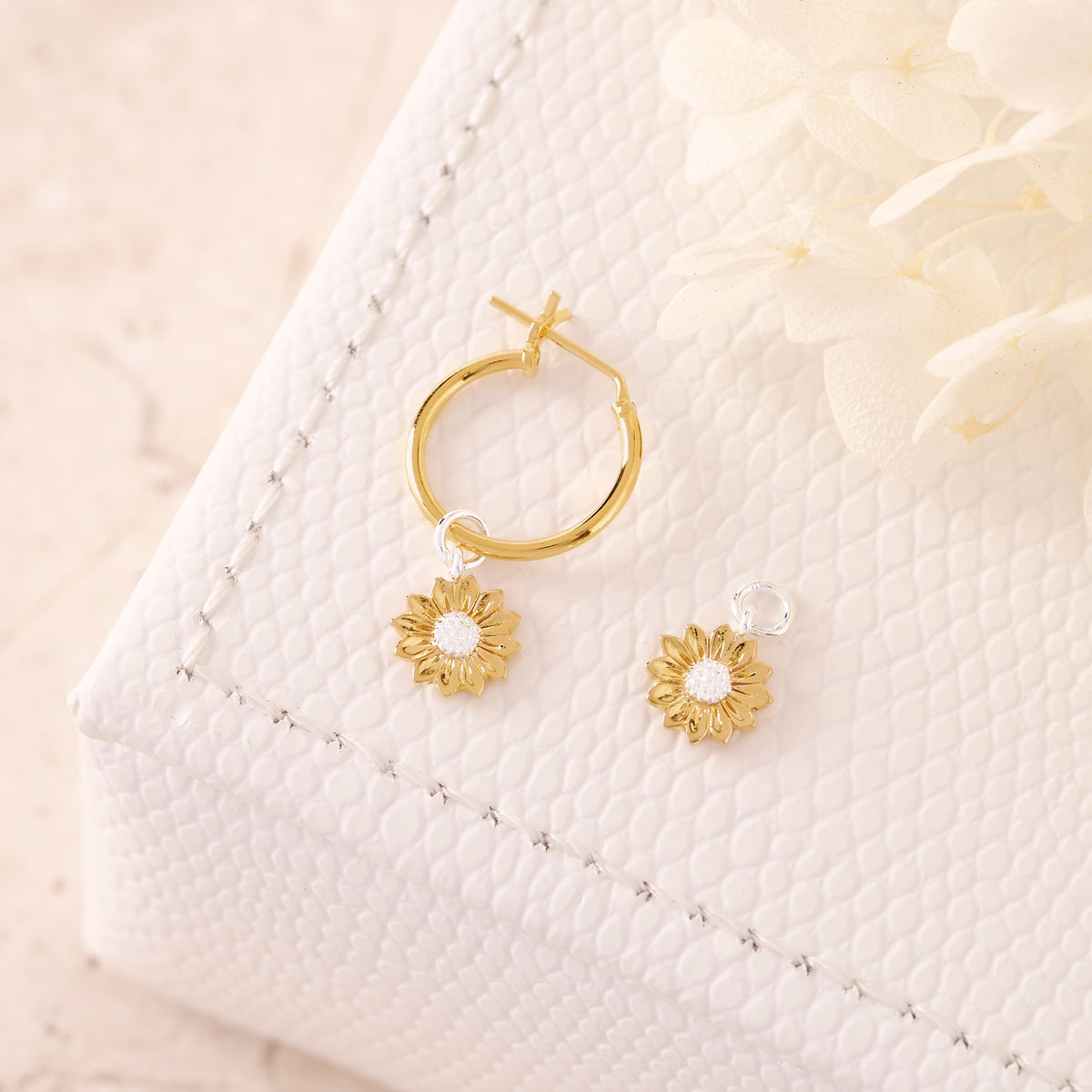 Dainty Sunflower Two Tone Ear Charms - Gold & Silver Floral Earrings for Women, Boho Chic Jewelry for Everyday Wear, Party & Wedding Accessories