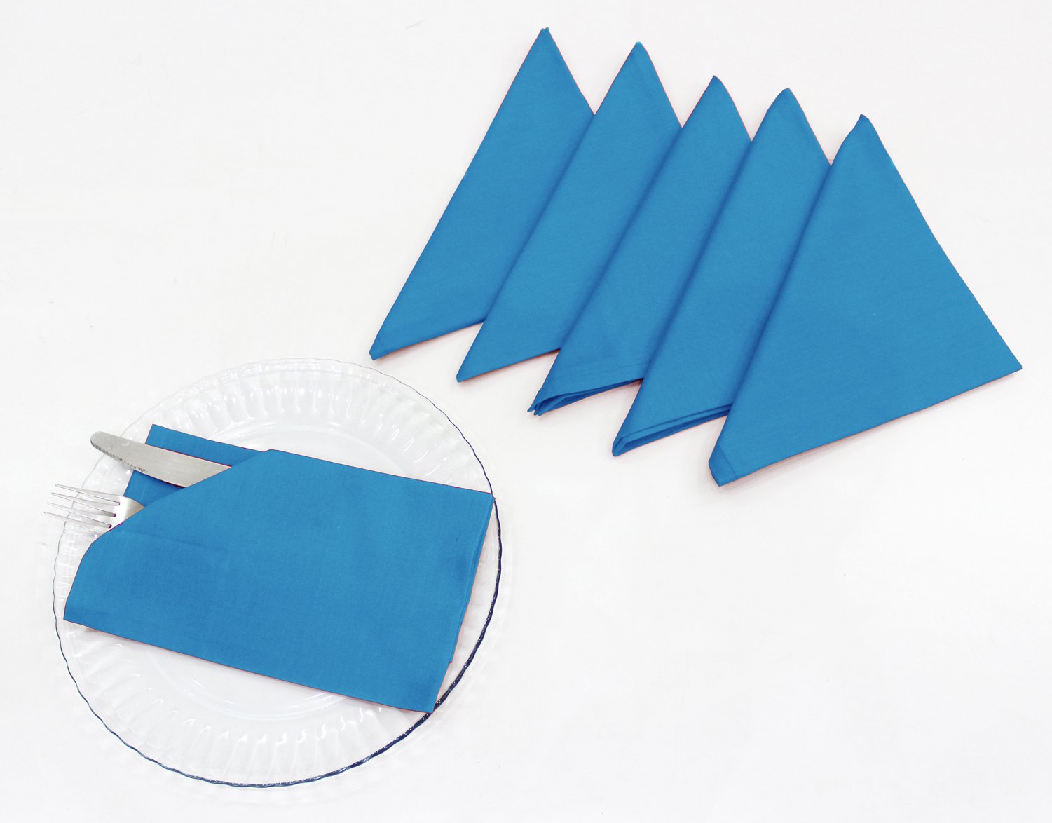 Premium ARV Cotton 6-Piece Plain Napkin Set - 16x16 Inches Turquoise Blue for Holiday Dinner Parties, Wedding Receptions & Formal Dining - Soft & Absorbent Fabric Table Linens