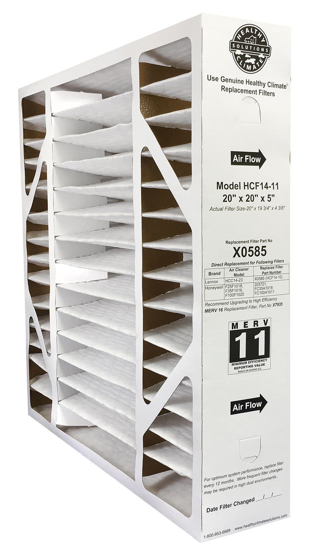 Lennox X0585 20x20x5 MERV 11 Furnace Air Filter - 1 Pack | High Efficiency HVAC Filter for Home & Office Use
