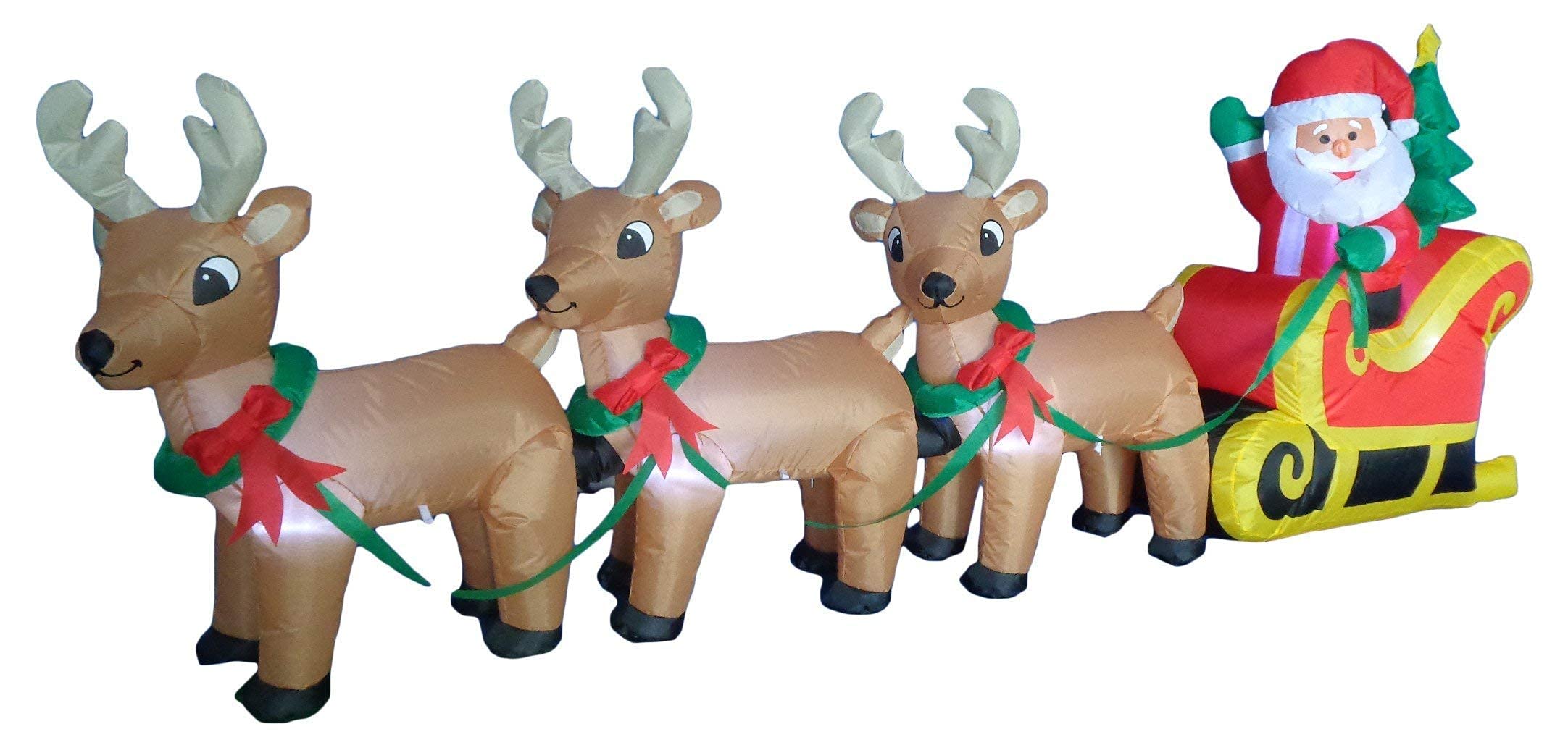6FT Inflatable Snowman Penguins & 8FT Santa Sleigh with Reindeers - Christmas Party Decorations Bundle for Indoor/Outdoor Holiday Decor