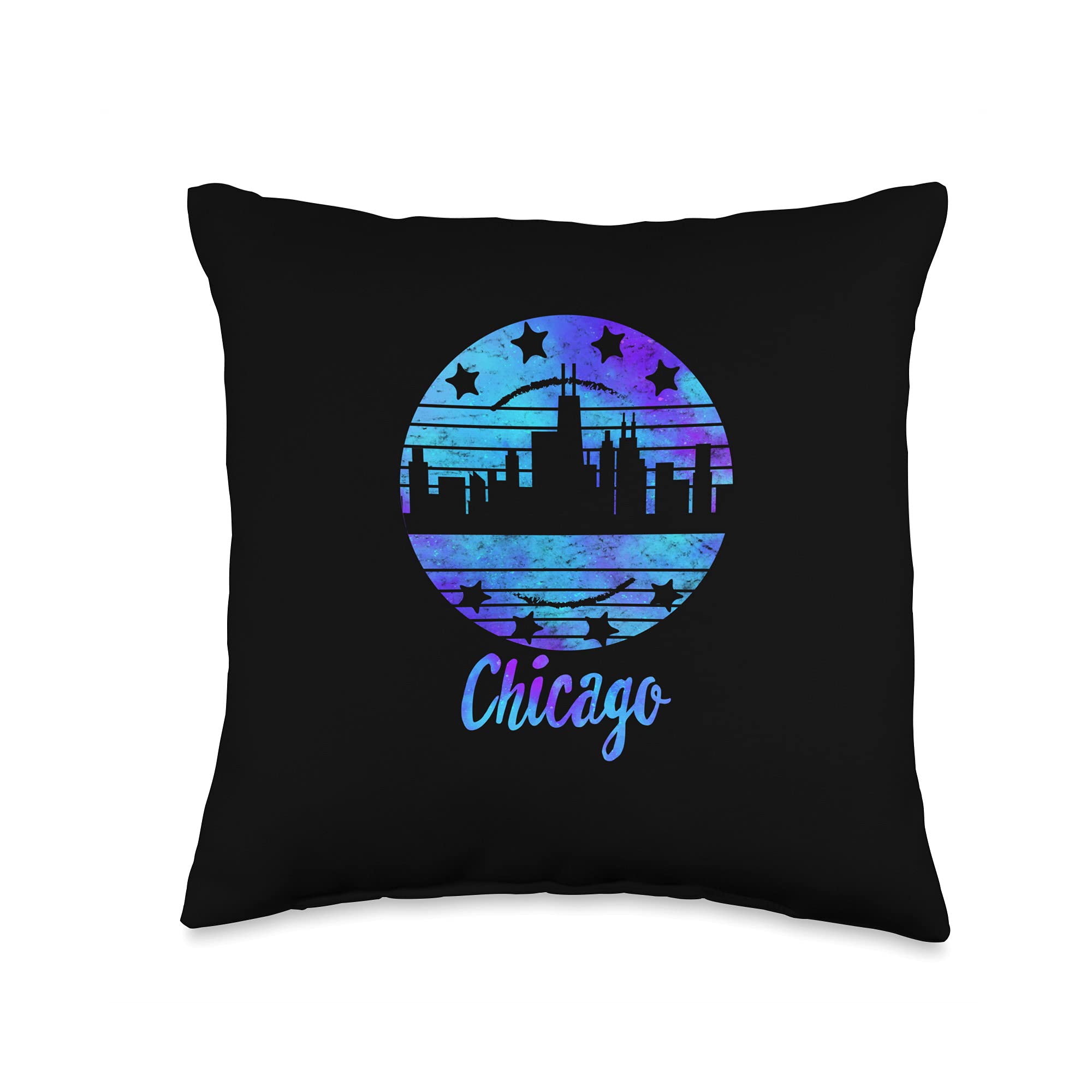 Chicago Flag Throw Pillow - Illinois USA Souvenir with Skyline Design - Perfect for Home Decor, Gifts & Chicago Pride Display